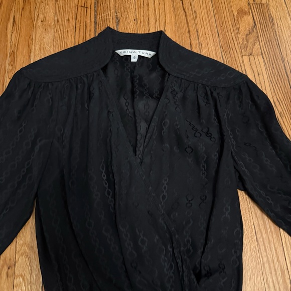 Trina Turk Black Long Sleeve Silk Dress - Picture 3 of 4